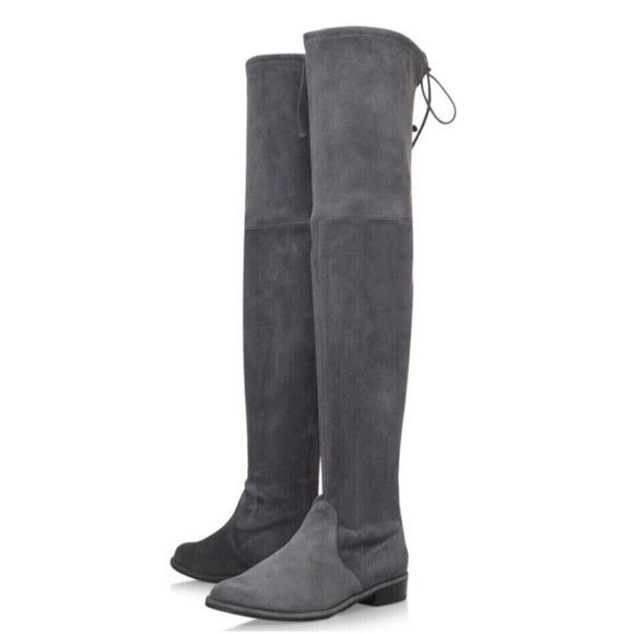 $850 STUART WEITZMAN Jocey Suede Over-the-Knee Boot GREY LOWLAND 8.5 (PA36)